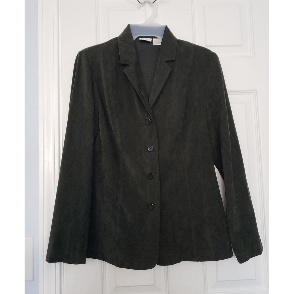 Studio C Womans Blazer faux Suede forest Green Size‎ 8